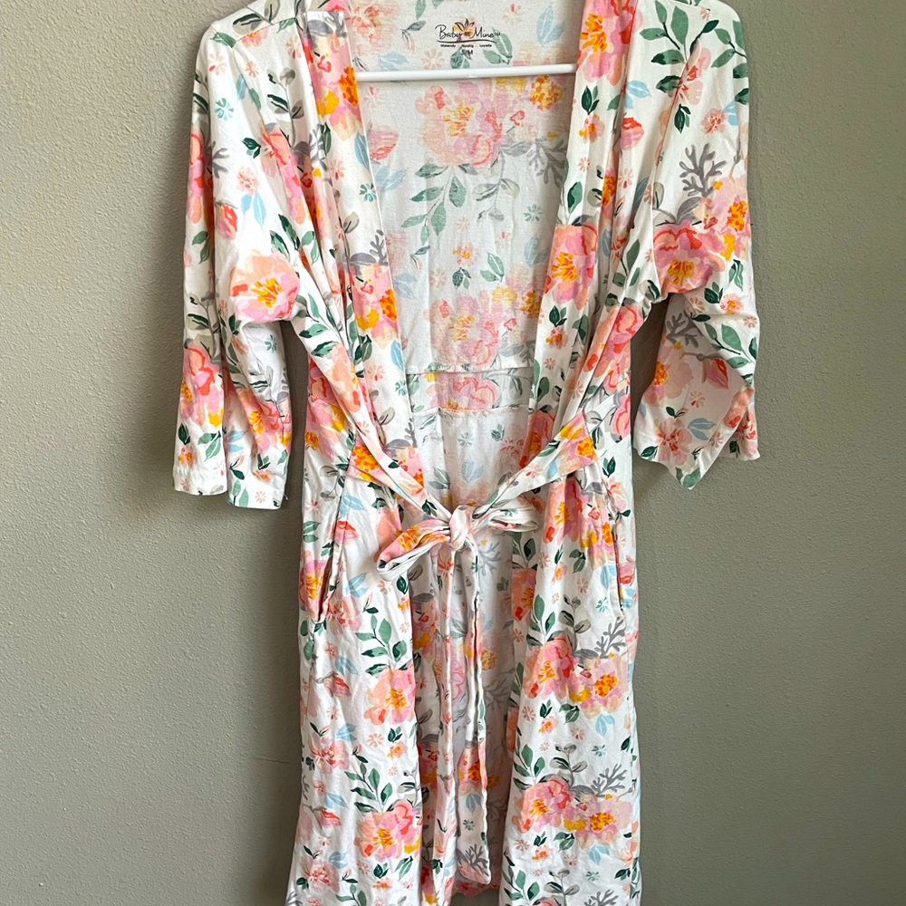 Baby Be Mine Peach Floral Maternity Robe